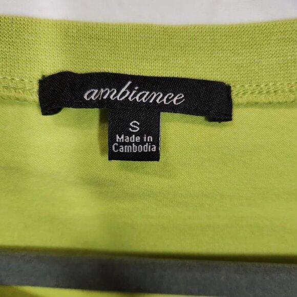 Ambiance Short Sleeve Basic Tee in Lime Green - Size Small - Picture 4 of 5